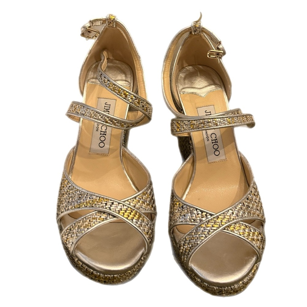 Jimmy Choo Metallic Gold Strappy Heels